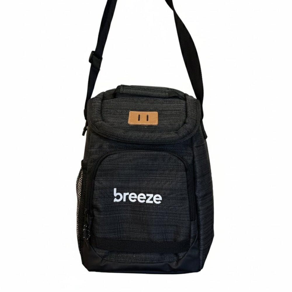 Breeze - Black Insulated Lunch Cooler Bag w/ Adjustable Strap Picnic Work Travel